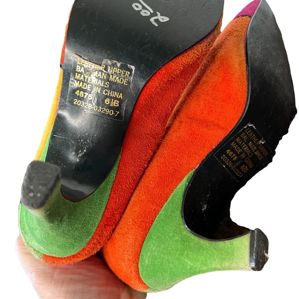 Vintage Rush‎ Hour Color Block Suede Heels